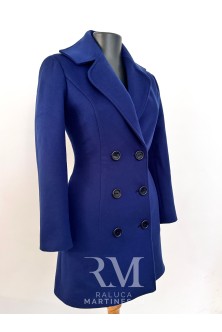 Palton Albastru Royal din Casmir si Lana, captusit cu matlasat
